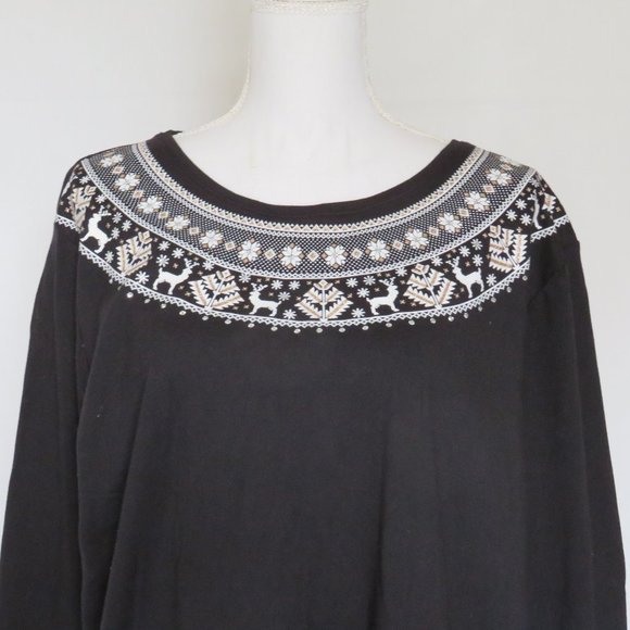 NWT Croft & Barrow The Classic Tee Women’s Winter Theme Embellished knit top 2X - Picture 2 of 10